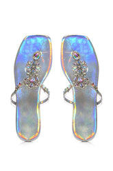 SHINEE EMBELLISHED FLAT SANDAL IN HOLOGRAM